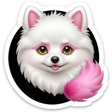 White Pomeranian with pink tail sticker
