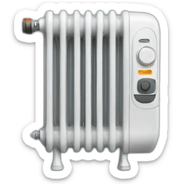 A radiator with an electrician sticker