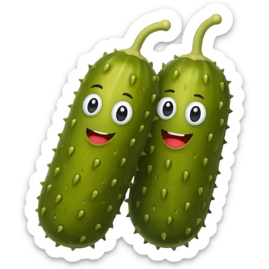 A pickle with two pickleballs sticker