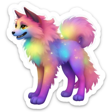Colorful gradient-Sparkle-nebula-fursona anthropomorphic furry full body sticker
