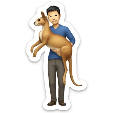 Chinese male holding a kangaroo upside down by its tail sticker