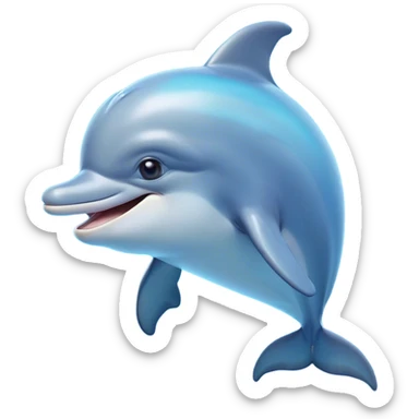 Cinematic Comical Dolphin Portrait Emoji, Head tilted dramatically with an exaggeratedly amused expression, featuring a smooth, dynamic body with wide, comically expressive eyes full of playful disbelief and a quirky, arched dorsal fin, Simplified yet hilariously expressive features, highly detailed, glowing with a slightly sassy oceanic glow, high shine, dramatic yet playful, stylized with an air of cheeky marine mischief, soft glowing outline, capturing the essence of a meme-worthy dolphin that looks ready to leap its way into viral fame! sticker