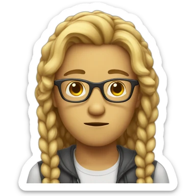 confused UX designer with glasses and tied hair sticker