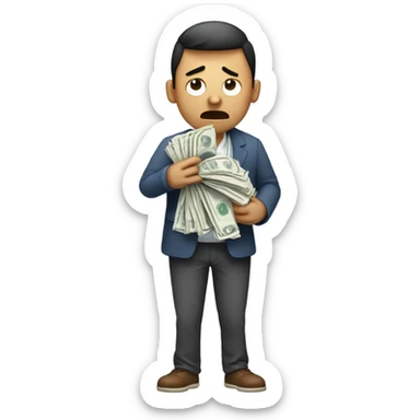 Crying sad upset distraught money sticker