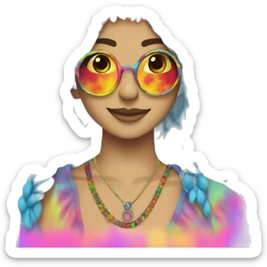 Tie dye hippie person flower crown tattoos hemp leaves sticker