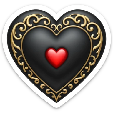 black gothic heart, ornate, dark, elegant sticker