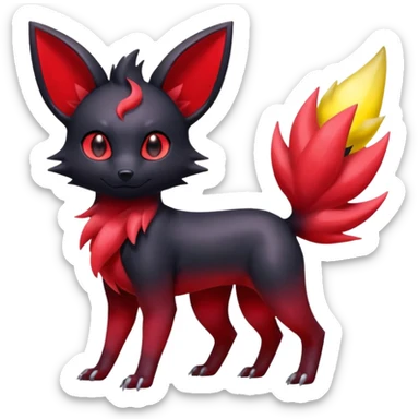  Shiny red iridescent Zorua-Umbreon-Salandit-Jolteon-fusion sticker