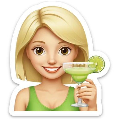 blond girl with margarita  sticker