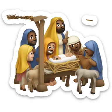 Nativity scene complete with 3 king maggi sticker