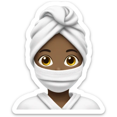 girl with towel over head and face mask on sticker