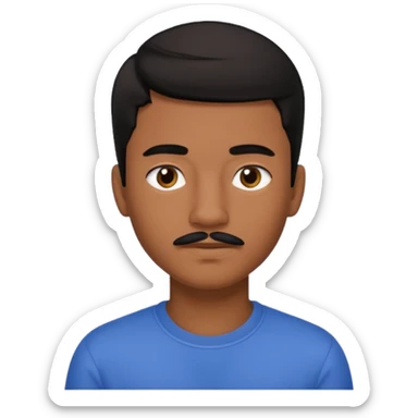 Guy with brown skin who is a teenager with a small mustache with black hair not long but not too short sticker