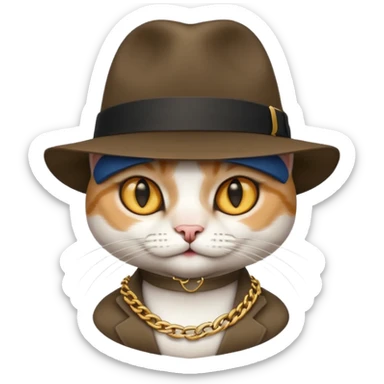 White gangster cat sticker