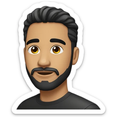 25 year old Hispanic man with a beard and thick eyebrows light skin, black shirt and side fades sticker