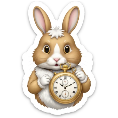 Rabbit holding watch sticker