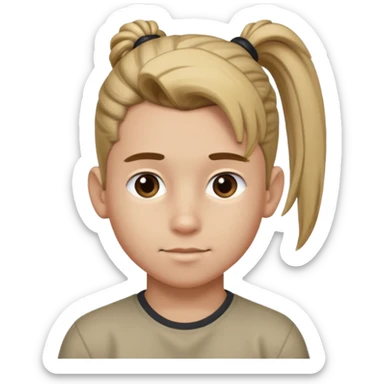 boy with ponytail, 3/4 view sticker