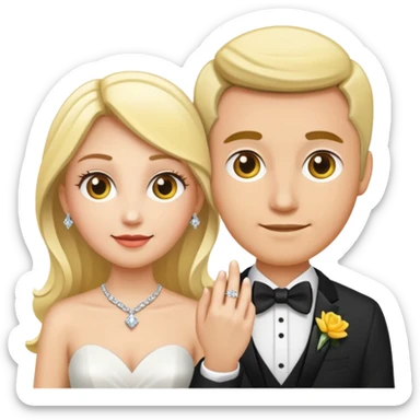 bride’s diamond ring is white gold, grooms is yellow and white gold  sticker