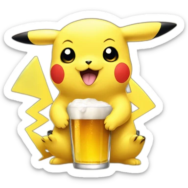 pikachu bebiendo cerveza sticker