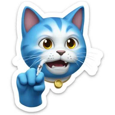 Blue cat vaping  sticker