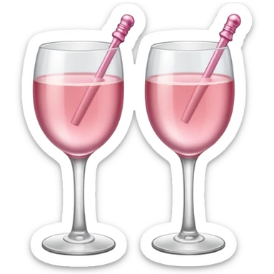 Dos Champagne rosa cruzadas con un listón de moño color rosa claro  sticker