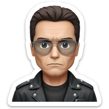 terminator shwartzneger only top in black galssess and his black jacket sticker