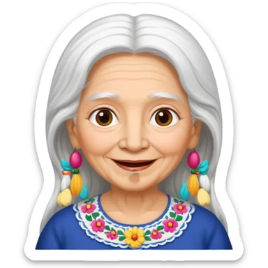 Mexican grandma with long white hair sticker