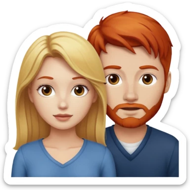 couple who are a blonde woman and redhead man sticker