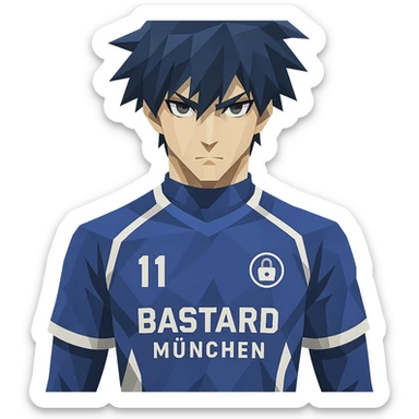 Bastard München player from Blue Lock anime in polygonal style sticker