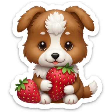 A puppy with strawberry  sticker