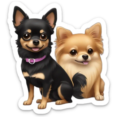 A chihuahua and Pomeranian black and tan dog sticker