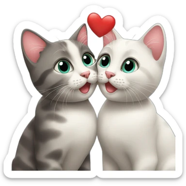 2 cats kissing with hearts sticker