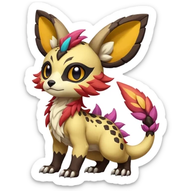 Rare realistic exotic cute epic pretty beautiful handsome gorgeous aesthetic colorful vibrant Vernid-Protogen-Primagen-Wickerbeast-species-Fakemon-creature by LiLaiRa, random markings, tufted ears, full body sticker