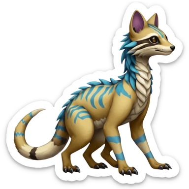 Rare realistic exotic cute epic pretty beautiful handsome gorgeous aesthetic colorful vibrant Vernid-Protogen-Primagen-Wickerbeast-Sergal-Genet-species-Fakemon-hybrid-creature by LiLaiRa, beautiful intricate markings, full body sticker
