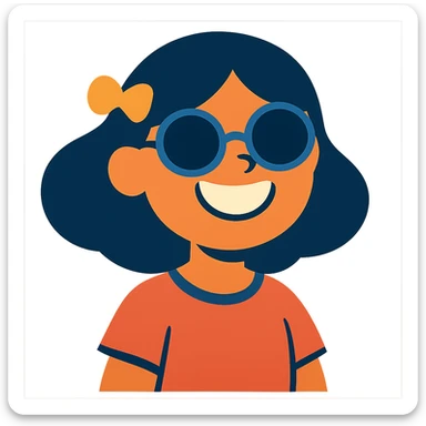 girl with a big cute smile and sunglasses sticker