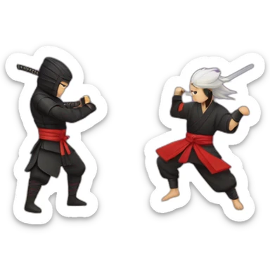 Dance battle between Ninja and Samurai sticker