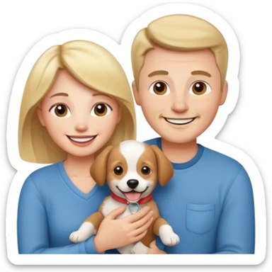 Maman papa avec son bébé chien sticker