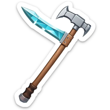 Minecraft diamond pickaxe with brown handle sticker