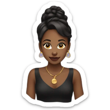 girl with gold hoop earrings wearing black dress sticker