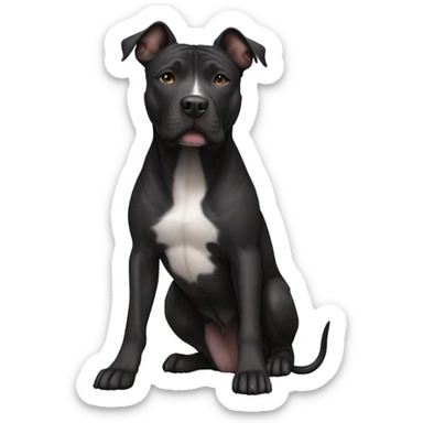All Black color American staffer terrier mixed with a Dutch shepherd mix with pit bull dog sticker