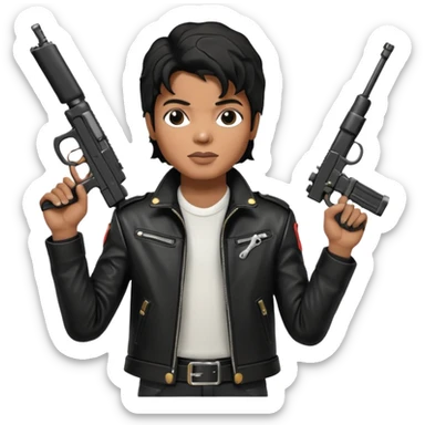 Micle Jackson holding a smg sticker