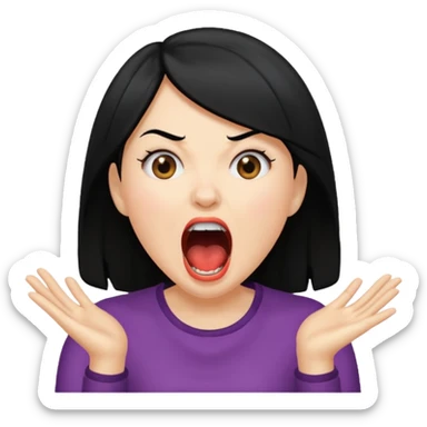 femme cheveux noire peau claire qui crie  sticker