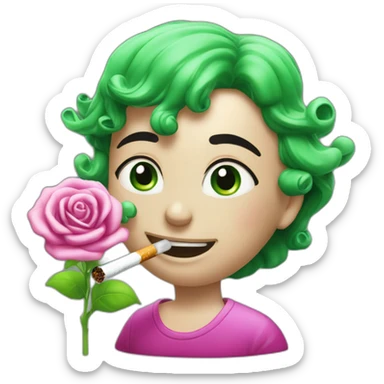 sam2pcs fume une cigarette verte avec un nounous imaginaire rose sticker