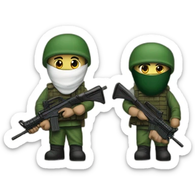 hamas and israeli fighters with rifles sticker