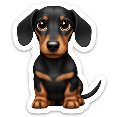 mini dachshund that’s black with light brown ears  sticker