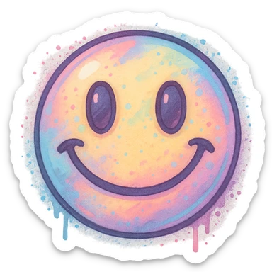 graffiti style emoji, pastel colors, soft edges, detailed, with a sense of urban artistry sticker