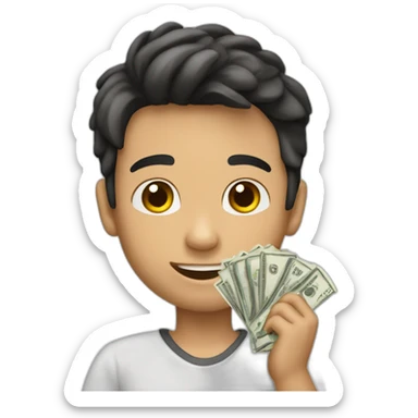 niño joven guapo con mucho dinero en las manos sticker