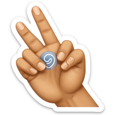Create an emoji of a right hand. The thumb and middle finger of the right hand are pressed together, with the index finger positioned between them. The remaining fingers are curled into a fist. Add motion lines around the emoji to indicate a downward hand movement. sticker