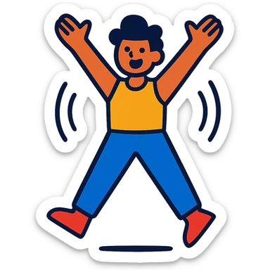 person doing jumping jacks, vibrant and energetic sticker