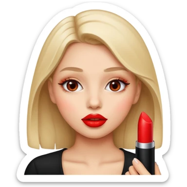 girl applying lipstick sticker