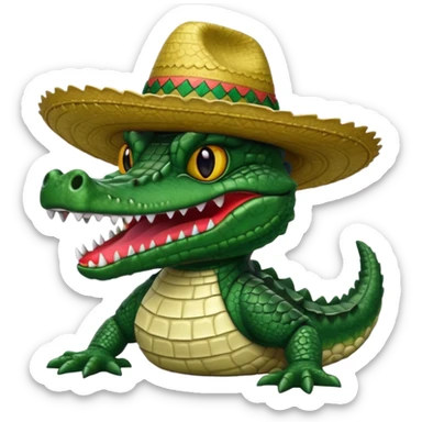caiman con sombrero que no se ea infantil sino imponente sticker