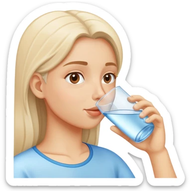 Person drinking water from a glass, refreshing sticker
